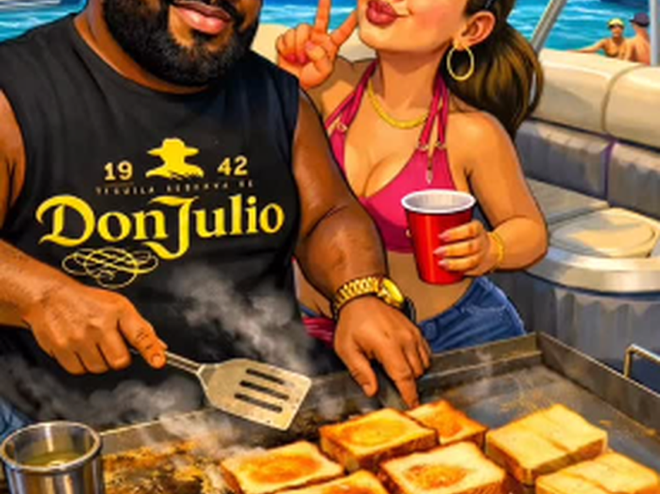 Chef Abdul at the griddle on the Food Toon