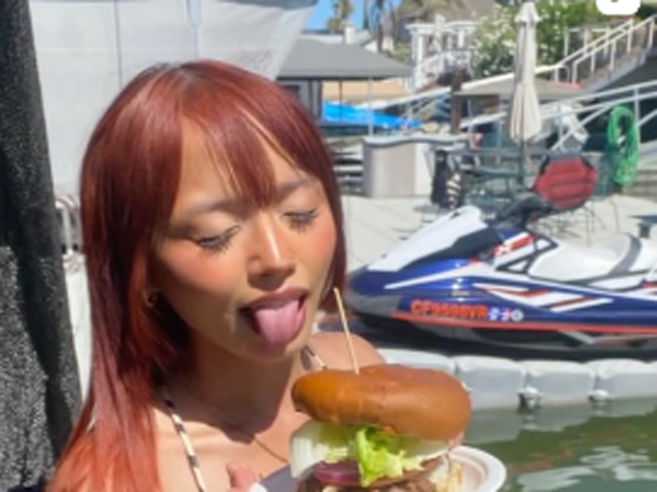 Eating at the dock